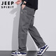 JEEP SPIRIT Jeep pure cotton casual pants men's autumn and winter loose straight pants men's workwear wide-leg pants gray XL