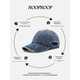 American retro washed ripped denim baseball cap with large waist for men, Korean internet celebrity fashion pointed hat for women, black_- ripped denim baseball cap, adjustable (54-62CM)
