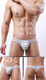 Japanese and Korean men's sexy underwear bottoms, low-waisted striped U-convex thong, six-pack, black and white stripes + sapphire blue and white strips + blue and white strips + brilliant blue and white strips + gray and white stripes + red and white stripes M