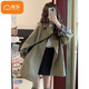 Cotton Korean style windbreaker jacket for women British style autumn and winter new fashion high-end stand-up collar short popular coat 125 khaki high quality L 110-120Jin Jin is equal to 0.5 kg