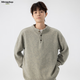 MMOPTOP Retro Henry Collar Sweater Men's Autumn and Winter Warm Loose Casual All-match Knitted Sweater MY109 Light Gray XL
