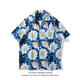Smart Dog Flower Hemd Retro Hong Kong Stil Männer Hawaiian Style Kurzarm gebrochene Frauen Hong Kong Stil gut aussehender Strandhemd Big White 7027 m