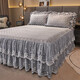 Fantasy thickened high-end baby velvet quilted bed skirt bed cover single piece red high-end lace autumn and winter Shengshi Landai-plain silver gray high-end baby velvet thickened and warm 200cmx220cm bed skirt + pillowcase 2 pieces