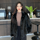 Muqiantang Mink Fur Coat Women's Full Mink Coat Women's Short Velvet Mink Stand Collar Top Fur Women Black Stand Collar One Size Recommended Weight (80-135)