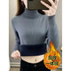 BZOK turtleneck sweater for women, plus velvet and thickened bottoming sweater, all-in-one velvet slimming inner layer, autumn and winter new style pullover inner layer, black S, recommended 80-90