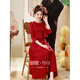 Slightly loving little squirrel (weiaidexiaosongshu) toasts the bride 2025 new red engagement dress wedding home casual small man summer S619 burgundy L