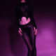 
Ailer/Olola's new style sexy horse oil one-piece stockings for women, glossy sexy suspender, one-piece body shaping tights, hollow crotch open stage, black, single size, nine-point sleeves-closed crotch [waist exposed suspender, glossy one-piece]