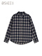 BSIEEBSiEE 2025 winter new style lapel POLO long-sleeved classic plaid single pocket casual plaid shirt navy M