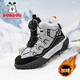BOBDOG boys' cotton shoes 2025 winter new large cotton shoes plus velvet anti-slip autumn and winter children's sports shoes girls snow boots black gray plus velvet large cotton TS6088 31 shoe inner length 19.8cm