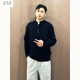 Wu Quanwan old money style Henry collar sweater men's lazy fake two-piece sweater cleanfit inner layering shirt black black L