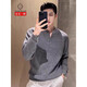 Kazuki Kuraishi's high-end Henley collar sweater for men in autumn and winter, light luxury casual solid color bottoming sweater, gray XL