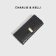 CHARLIE&KELLI Brand CK Light Luxury Wallet Women's 2025 New Simple Premium Wallet Long Hand Coin Purse Card Holder Integrated Red