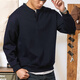 Spring and Autumn Henley Collar Sweatshirt Men's Pullover 320g Heavy New Henley Shirt Coat Top Long Sleeve Casual Men's Wear Royal Blue M