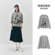 Same style as Semir shopping mall | Semir sweater women's winter oversize jacquard wool sweater 2025 new soft and waxy cute top floral gray gray tone 00302 S