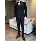 Groom's suit men's suit wedding sense tuxedo Korean style business casual double breasted suit 2502 black suit + vest + trousers free white shirt - tie M M90-105Jin Jin equals 0.5 kg