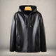 ARMANI EXCHANGE Armani's 25-year explosive leather imported PU leather jacket for men in winter plus velvet and thickened dad wear fashion special price hooded black M