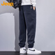 JEEP Jeep pants men's winter thickened European cotton velvet casual pants loose men's leggings sweatpants gray XL