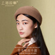 Shanghai Story Women's 100% Wool Hat Autumn and Winter Warm Woolen Beret Showing Face Small Birthday Gift Camel