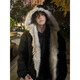 Zhiwei cleanfit mountain carving fur collar cotton jacket men's autumn and winter American hooded cotton jacket plus velvet thickened jacket black XL recommended 125-145Jin Jin equals 0.5 kg