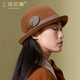 Shanghai Story Women's 100% Wool Felt Hat Autumn and Winter Bowler Hat Warmth as a Birthday Gift for Mom Caramel