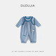 Dudujia children's overalls suit 2025 spring and autumn baby striped long-sleeved T-shirt two-piece set of pure cotton pants for boys and girls pink 100