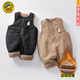 G.DUCKKIDS brand overalls baby lamb velvet thickened winter one-child jumpsuit plus velvet baby cotton pants official khaki color 73cm