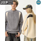 JEEP SPIRIT couple's clothing autumn and winter American retro splicing contrast sweater Henry collar half zipper warm sweater men's and women's jacket heather gray M