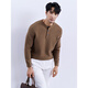 ANTCITY 202024 Autumn and Winter Warmth Henry Collar Wool Knitted Bottoming Shirt Business Casual Pullover Low Neck Sweater for Men Earth Brown M