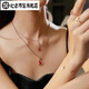 Heart ancient quality 18K gold gourd necklace new red and white mother-of-pearl rose gold diamond pendant clavicle chain neck double pendant rose gold red necklace