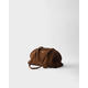 PRADA FW25 Light Luxury Women's Brown Suede Medium Bowling Shoulder Bag Brown One Size