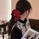 Satin bow clip for women 2025 new style high-end temperament low ponytail clip back of head clip headdress hair clip black retro satin bow clip