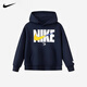 NIKE Nike Boys Suit Velvet Hooded 2025 New Autumn and Winter Girls Cotton Two-piece Children's Long-Sleeved Sweatshirt Indigo 2233 Velvet Thickened High Weight 150/M Recommended Height 140-152cm