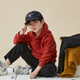 Duojia small embroidery on the chest, boys' hooded sweatshirt, new year clothes, autumn and winter style, medium and large children's sports velvet top