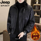 JEEP SPIRIT Jeep leather jacket men's velvet jacket winter new fashion windproof warm casual light luxury thickened leather jacket 8523 coffee color XL recommended 105-120Jin Jin equals 0.5 kg