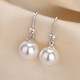 Centennial-old Fenxiang s925 sterling silver pearl earrings Jurchen silver earrings retro pearl earrings 2025 new earrings diamond ear hook tori white 12mm temperament