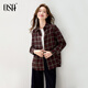 Osha retro contrasting plaid shirt women's winter new style slim brushed long-sleeved shirt top Angora Red XL
