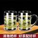 Meikejie thickened high temperature resistant tea cup household drinking cup glass with handle transparent beer cup beverage cup Qingya handle cup 380ml 1 piece