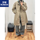ROMON high-end loose silhouette windproof stand collar windbreaker men's long coat solid color basic commuter coat couple style camel 475680 L
