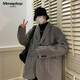 MMOPTOP short suit loose woolen coat men's winter coat Korean style loose thickened MDY01 gray XL