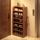 Solid wood shoe rack multi-layer home door indoor good-looking shoe storage artifact 2025 new small narrow dust-proof shoe cabinet solid wood core walnut color 51*30*80cm