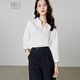 Late White New Product 2025 Autumn Style Top V-neck Fashion Versatile Light Workplace Cotton Shirt Women White M