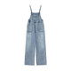 Girls and children's clothing denim overalls for spring and autumn, medium and large children's new Korean style pants, children's casual all-match straight pants, blue 140 140cm