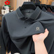 MONTAGUT high-end mulberry silk long-sleeved t-shirt men's lapel 2025 autumn new business casual solid color polo shirt upper green 2XL 54 150-170Jin Jin equals 0.5 kg