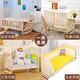 Intelligent pine solid wood liftable crib, simple modern multi-functional crib, brown cushion included and mosquito net included, bare bed, one-time package without shelf, diaper table, mosquito net, others_assembly_other structures