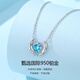 GIEVSZHE Fantasy Starry Sky PT950 Platinum Necklace, Light Luxury Zircon Pendant, Clavicle Chain, Valentine's Day Birthday Gift for Girlfriend, Light Luxury Style - Inlaid with Blue Ocean Heart
