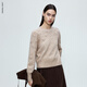 Langzi round neck French retro pullover sweater fashionable temperament commuter style sweater for women 2025 winter new style champagne beige S
