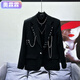 Aolinlin niche design chain black suit jacket men's ins trendy brand handsome street Korean style trendy casual top black M