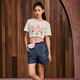 Adidas (adidas) 3-Blatt kurzärmelige T-Shirt-Frauen 2025 Herbst New Disney Joint Sportswear atmungsaktives kurzes Top JP1428/Weißrosa L L.