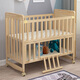 Multifunctional solid wood crib without paint cradle bed environmentally friendly children's bed baby bed movable bb bed splicing large bed adjustable double-layer large bed + mosquito net