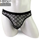 Modal Men's Thong Sexy Gold Diamond Mesh Low Waist Translucent Sexy One Generation Black M